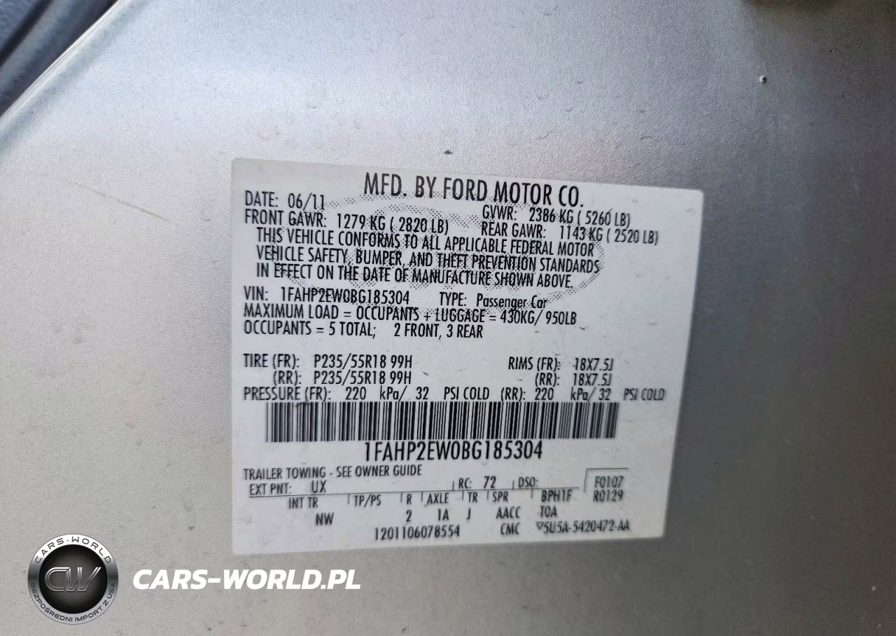 2011 Ford Taurus Sel VIN:1FAHP2EW0BG185304 - 12
