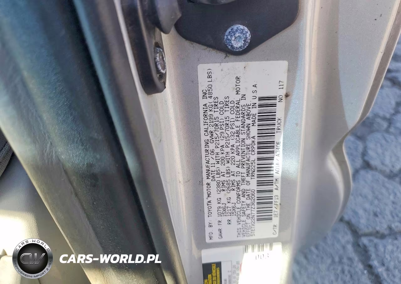 2007 Toyota Tacoma Access Cab VIN:5TETX22N77Z362060 - 12