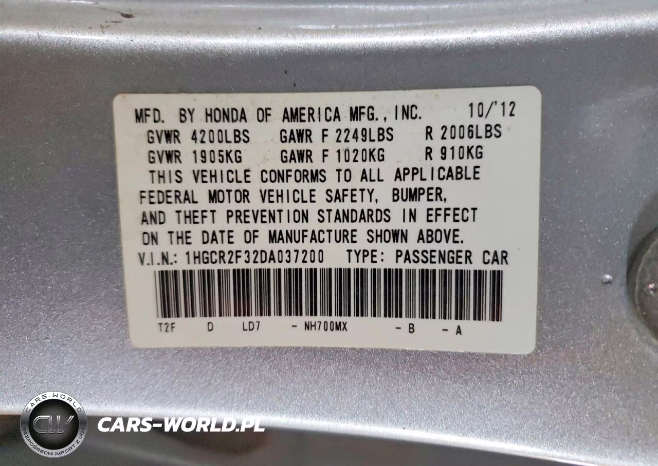 2013 Honda Accord Lx VIN:1HGCR2F32DA037200 - 12
