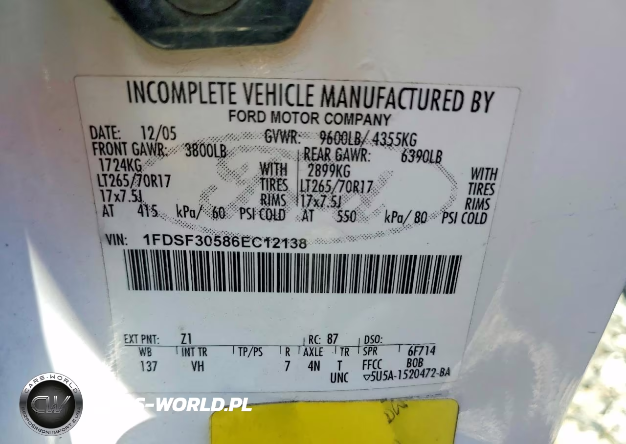 2006 Ford F350 Srw Super Duty VIN:1FDSF30586EC12138 - 12