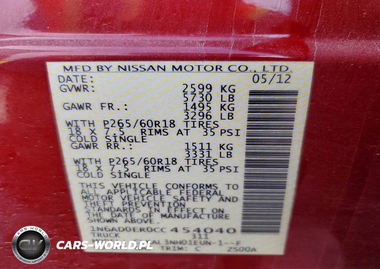 2012 Nissan Frontier S VIN:1N6AD0ER0CC454040 - 12