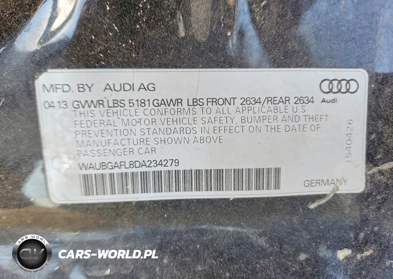 2013 Audi S4 VIN:WAUBGAFL8DA234279 - 12