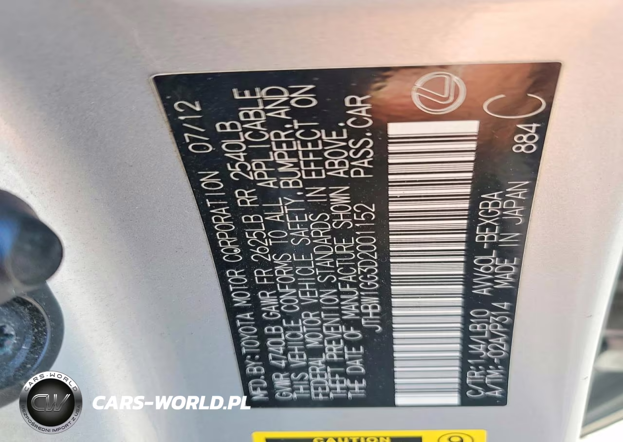 2013 Lexus Es 300H VIN:JTHBW1GG3D2001152 - 12