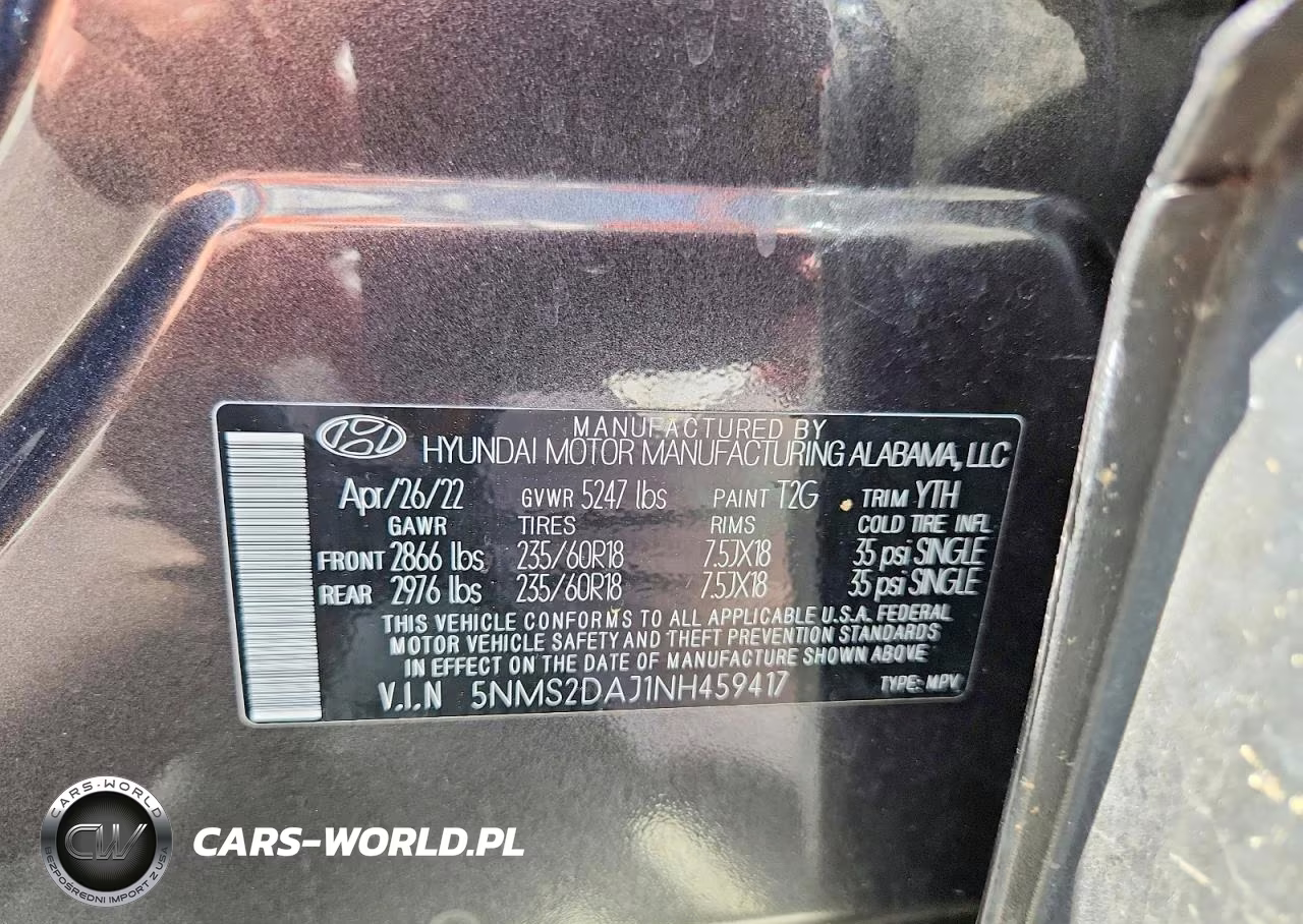 2022 Hyundai Santa Fe Sel VIN:5NMS2DAJ1NH459417 - 13