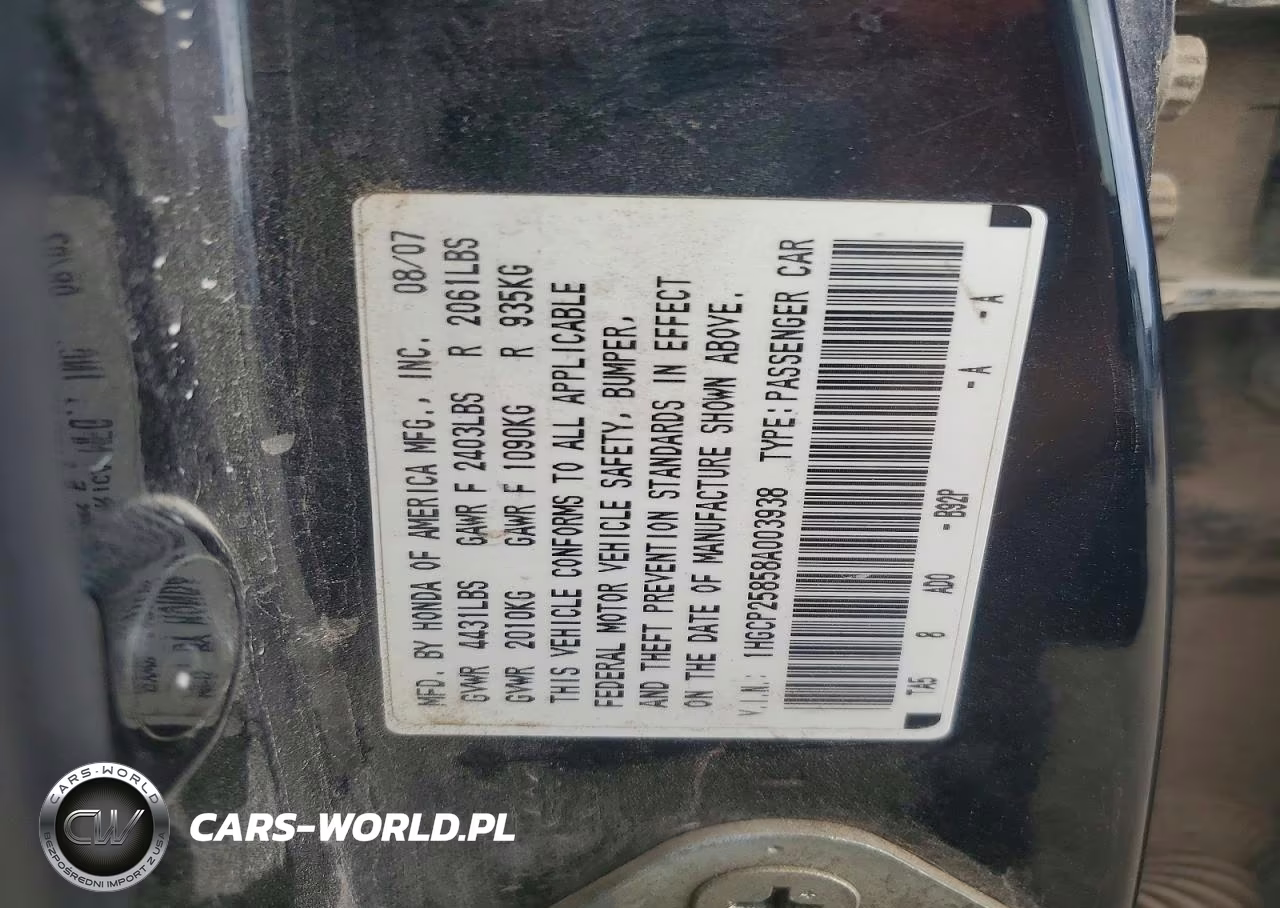 2008 Honda Accord Exl VIN:1HGCP25858A003938 - 12
