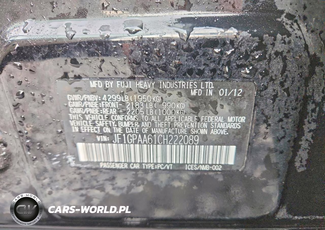 2012 Subaru Impreza VIN:JF1GPAA61CH222089 - 12