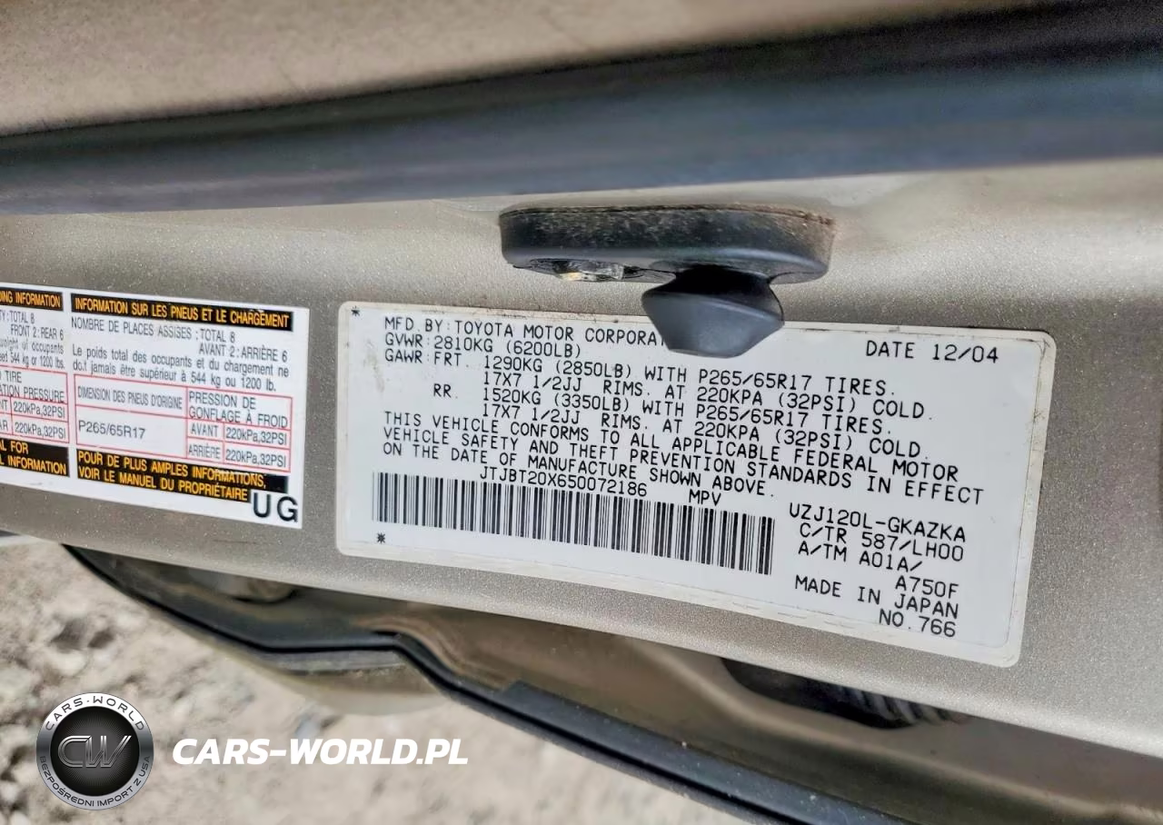 2005 Lexus Gx 470 VIN:JTJBT20X650072186 - 13