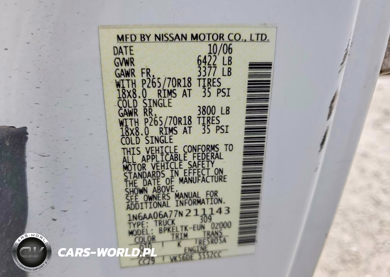 2007 Nissan Titan Xe VIN:1N6AA06A77N211143 - 12