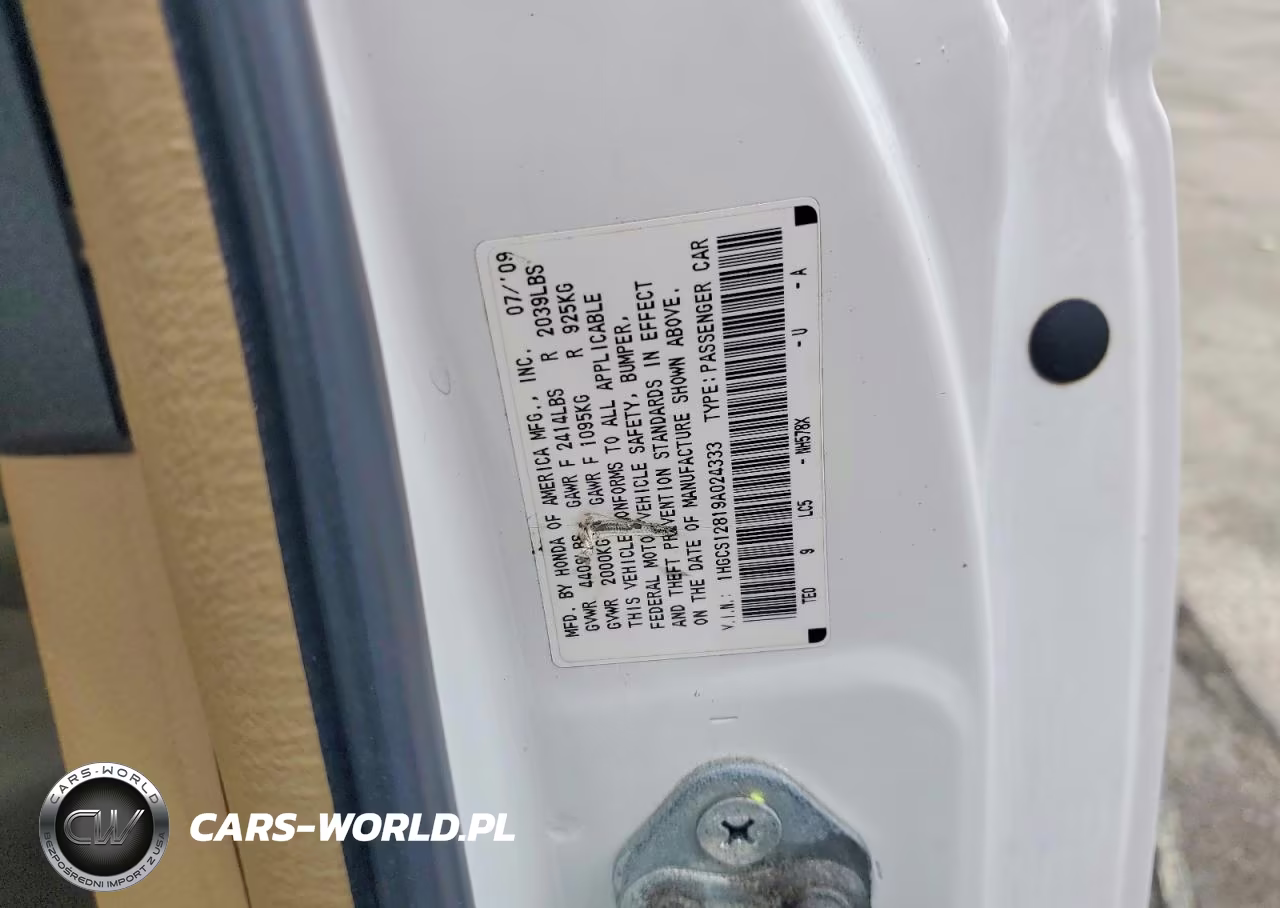 2009 Honda Accord Exl VIN:1HGCS12819A024333 - 12