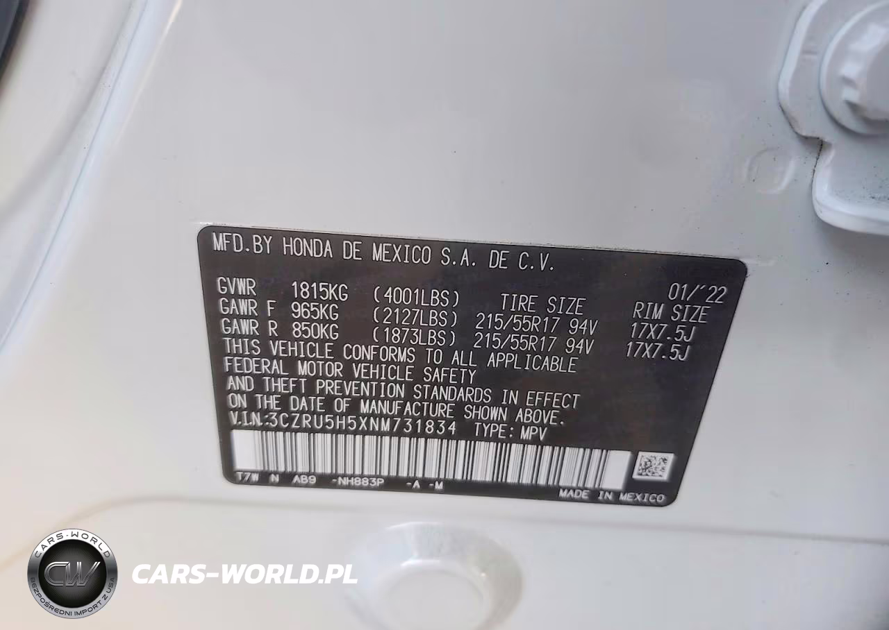 2022 Honda Hr-V Ex VIN:3CZRU5H5XNM731834 - 12