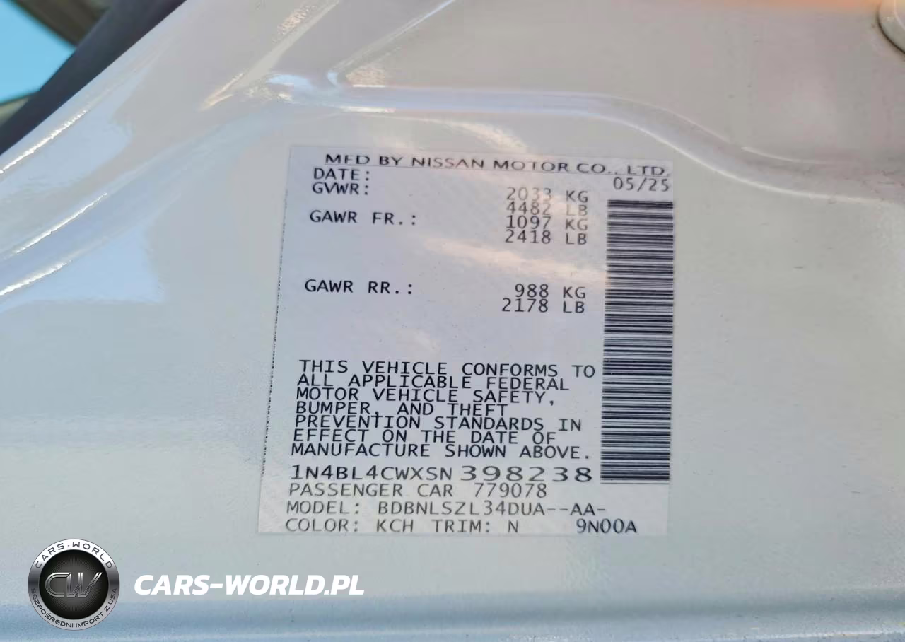 2025 Nissan Altima Sr VIN:1N4BL4CWXSN398238 - 12
