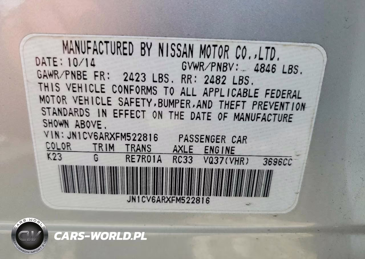 2015 Infiniti Q40 Base VIN:JN1CV6ARXFM522816 - 12