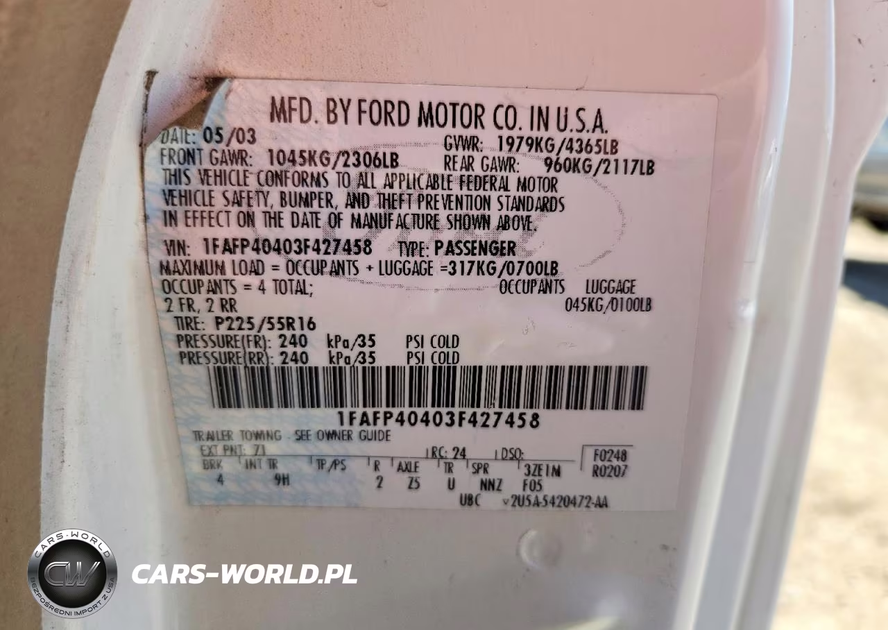 2003 Ford Mustang VIN:1FAFP40403F427458 - 12