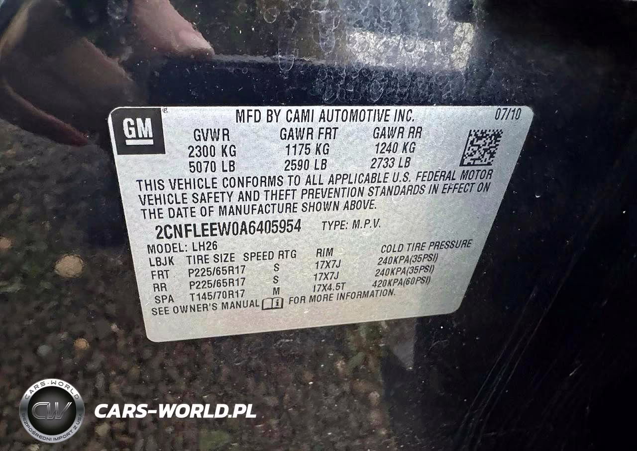 2010 Chevrolet Equinox Lt VIN:2CNFLEEW0A6405954 - 10