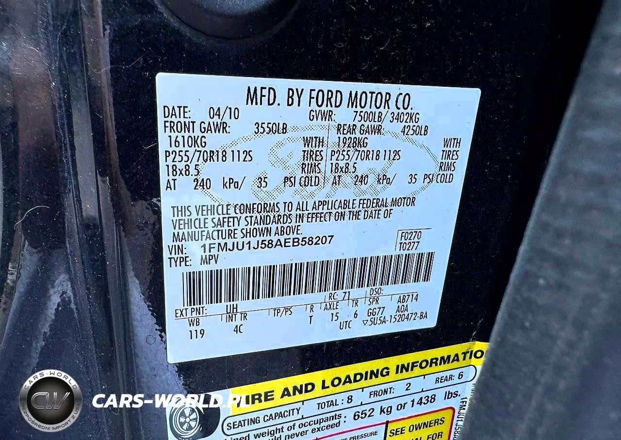 2010 Ford Expedition Eddie Bauer VIN:1FMJU1J58AEB58207 - 10