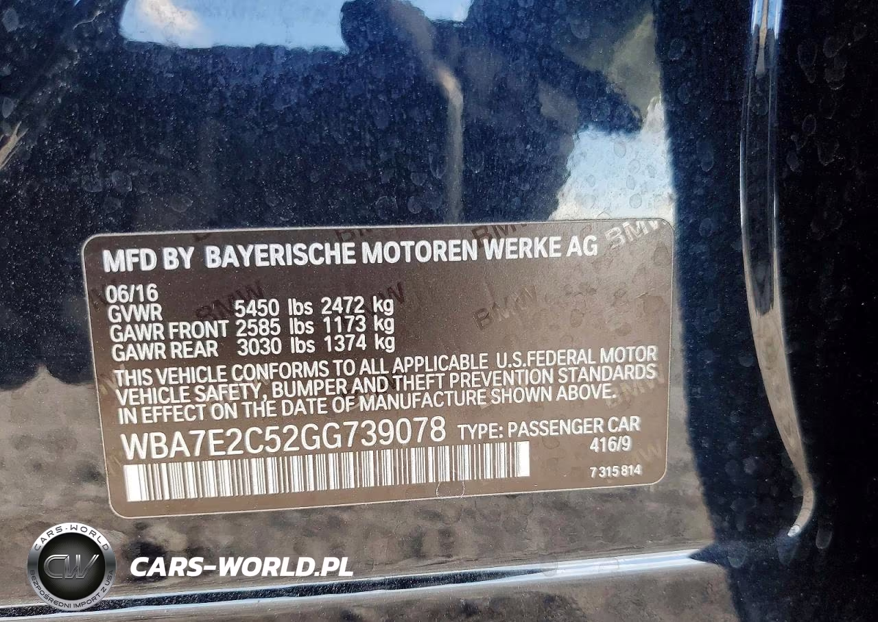 2016 BMW 740 I VIN:WBA7E2C52GG739078 - 12