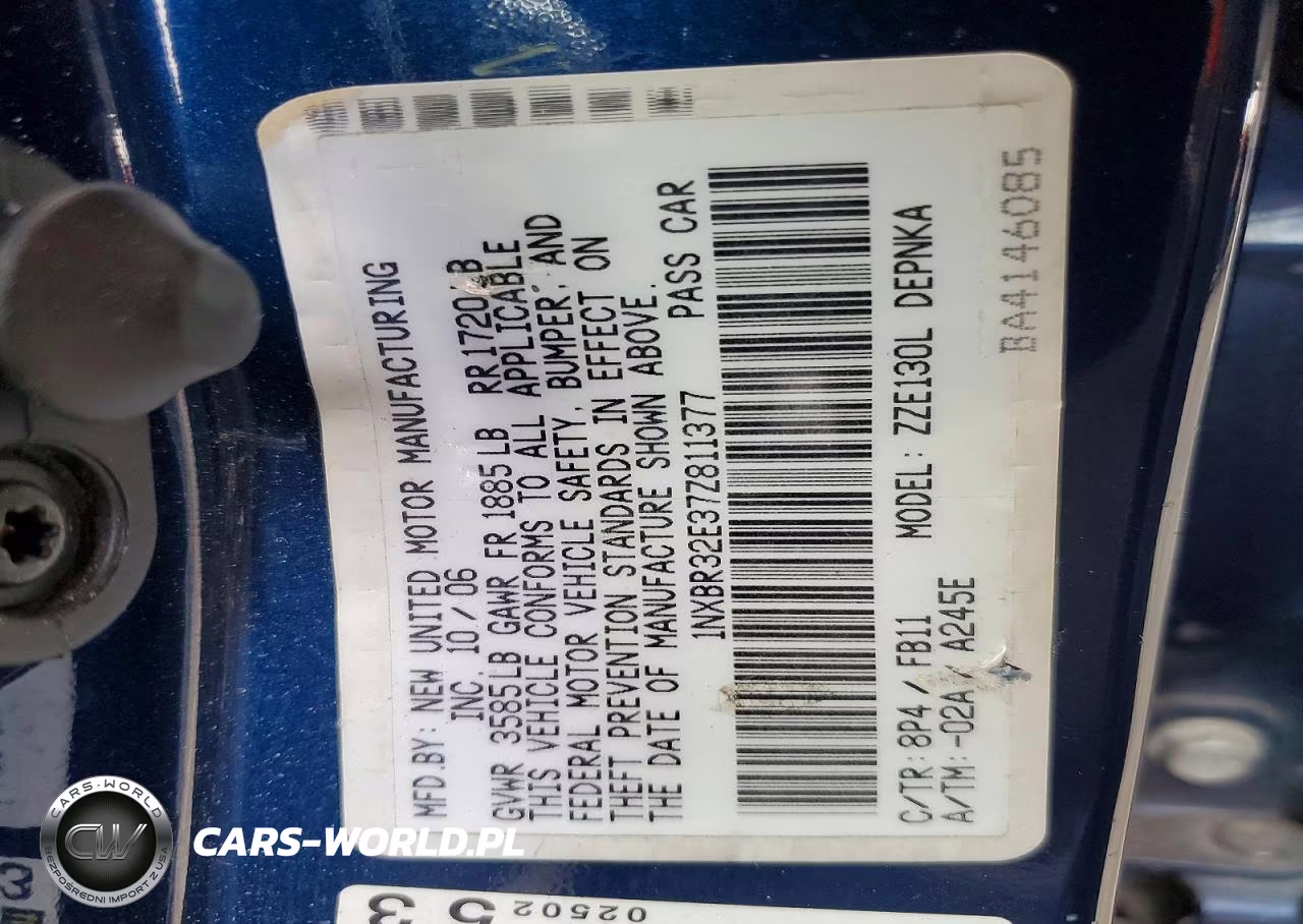 2007 Toyota Corolla Le VIN:1NXBR32E37Z811377 - 12