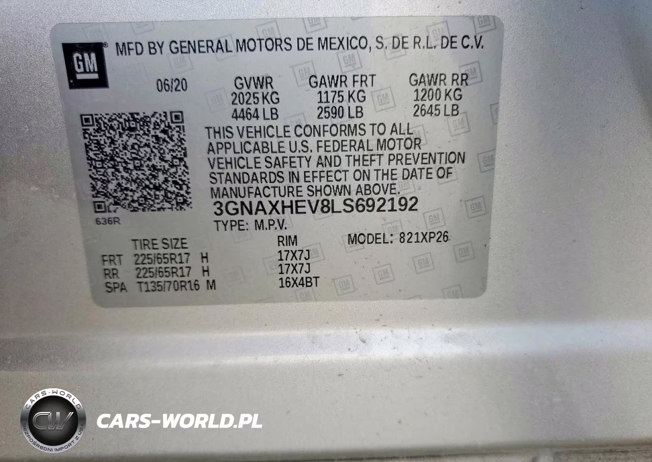 2020 Chevrolet Equinox Ls VIN:3GNAXHEV8LS692192 - 14