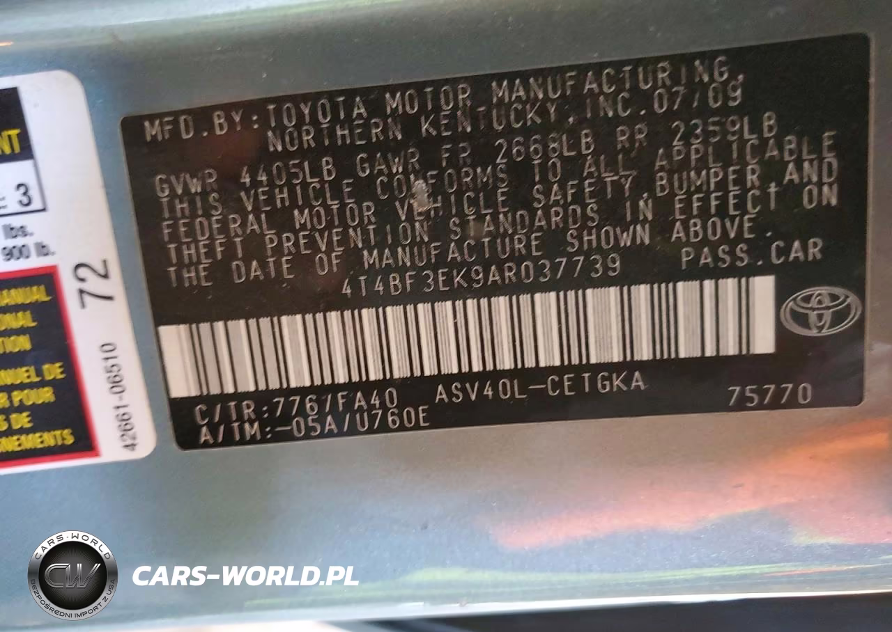 2010 Toyota Camry Xle VIN:4T4BF3EK9AR037739 - 12