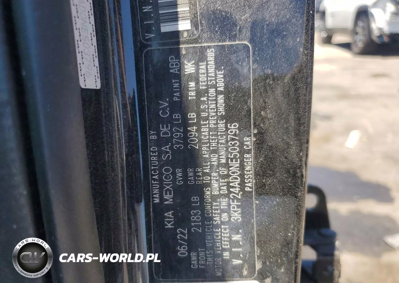 2022 Kia Forte Lxs VIN:3KPF24AD0NE503796 - 12