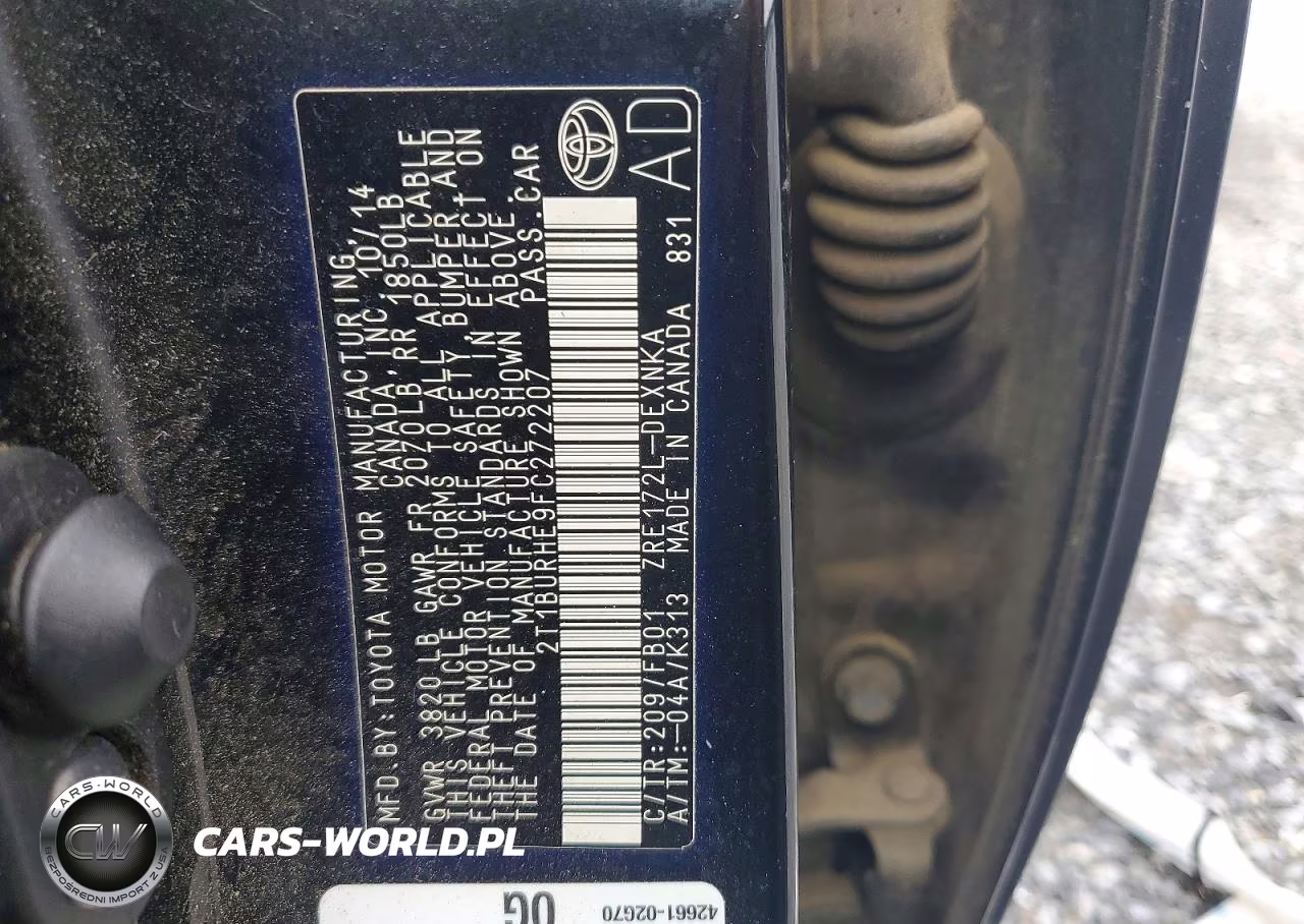 2015 Toyota Corolla Le VIN:2T1BURHE9FC272207 - 12