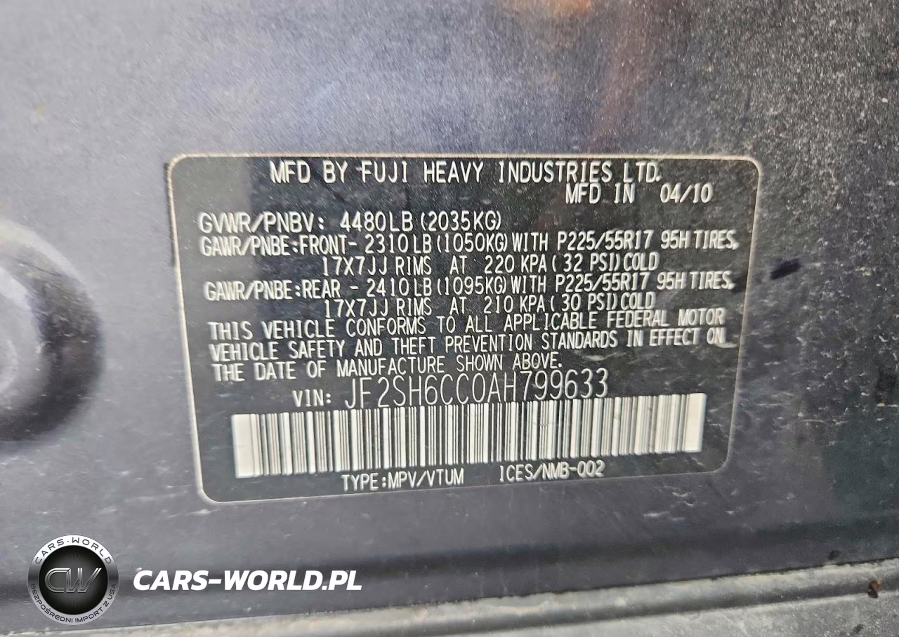 2010 Subaru Forester 2.5X Premium VIN:JF2SH6CC0AH799633 - 13