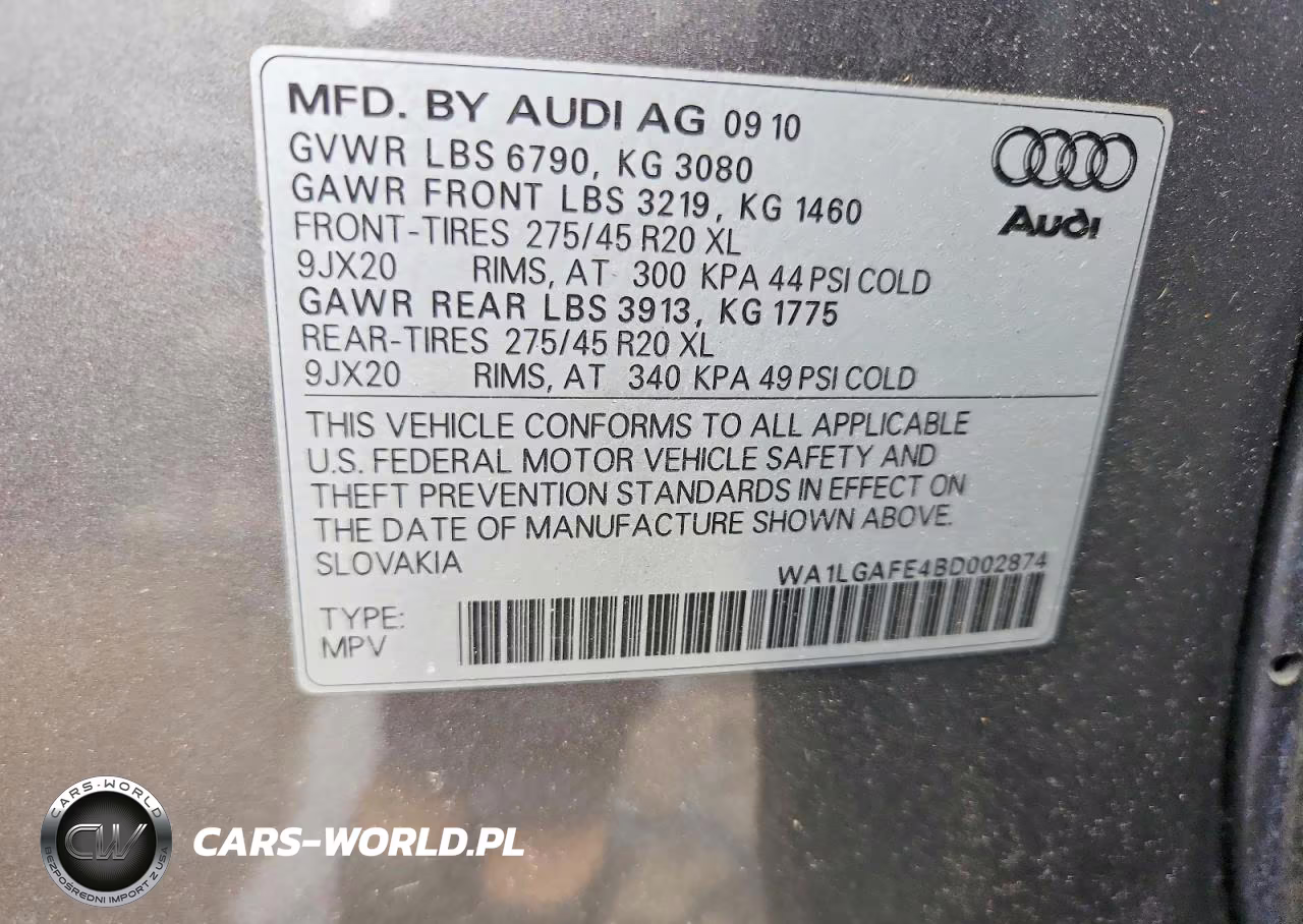 2011 Audi Q7 Premium Plus VIN:WA1LGAFE4BD002874 - 12