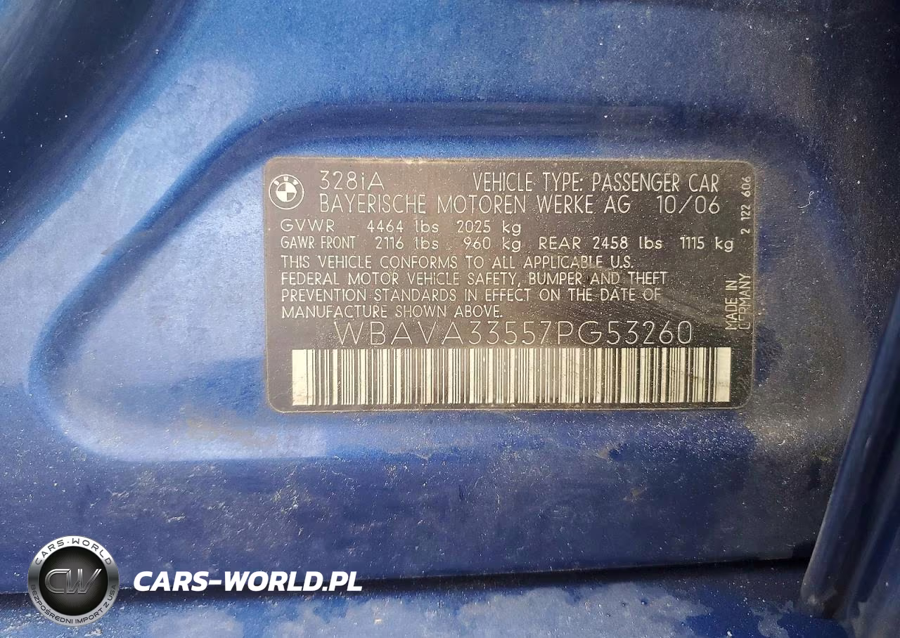 2007 BMW 328 I VIN:WBAVA33557PG53260 - 12