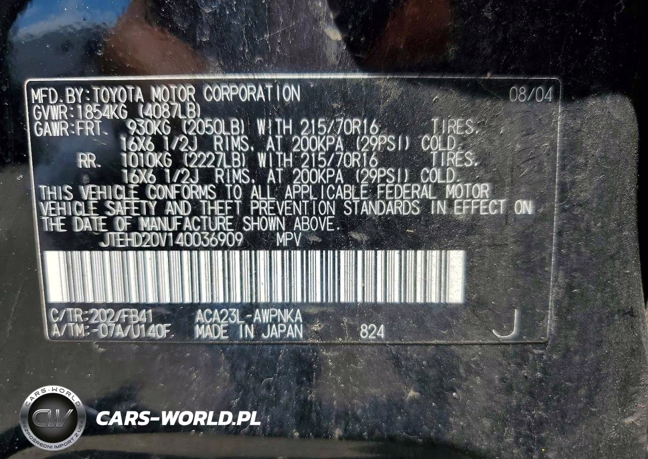 2004 Toyota Rav4 Base VIN:JTEHD20V140036909 - 13