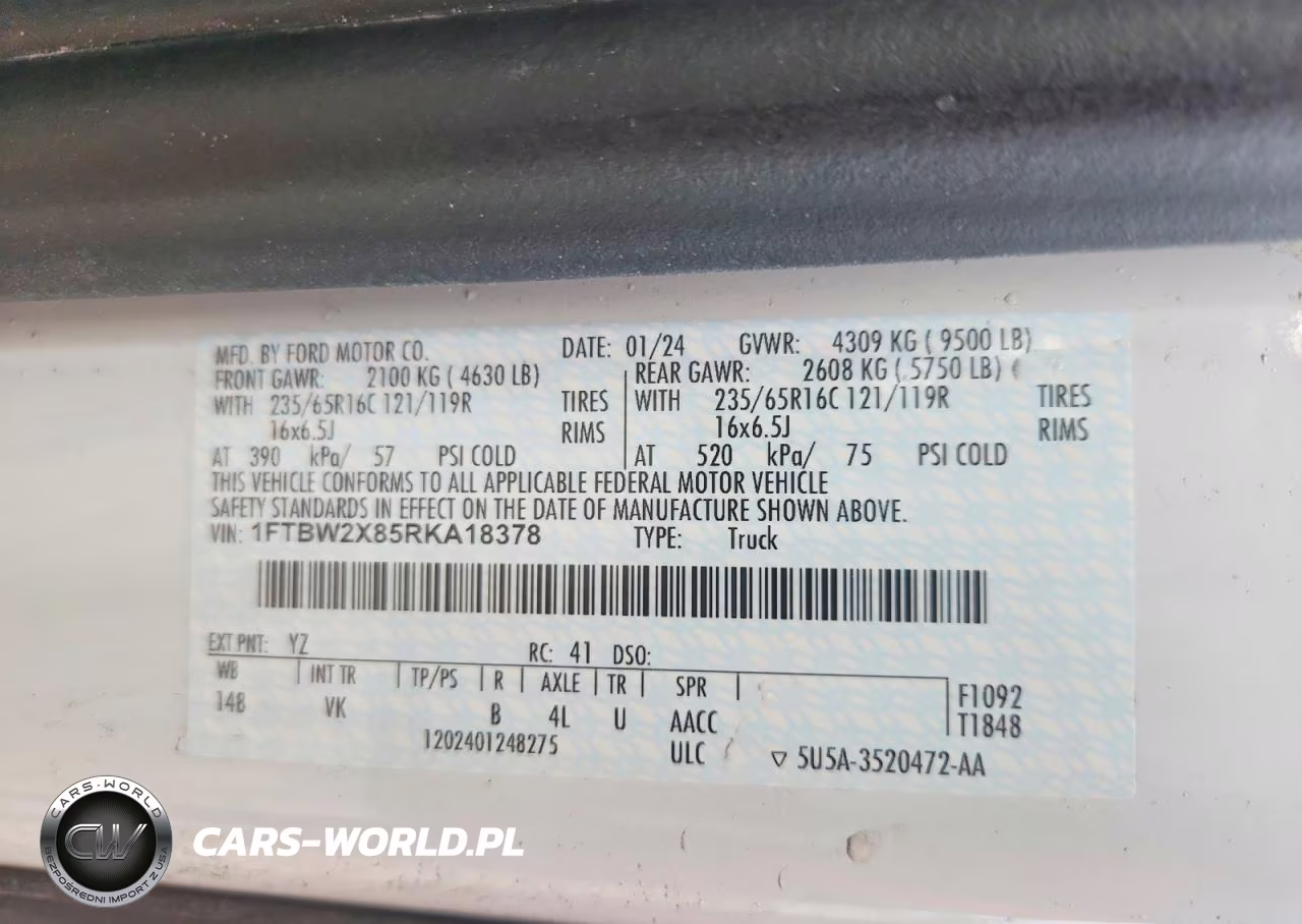 2024 Ford Transit VIN:1FTBW2X85RKA18378 - 13