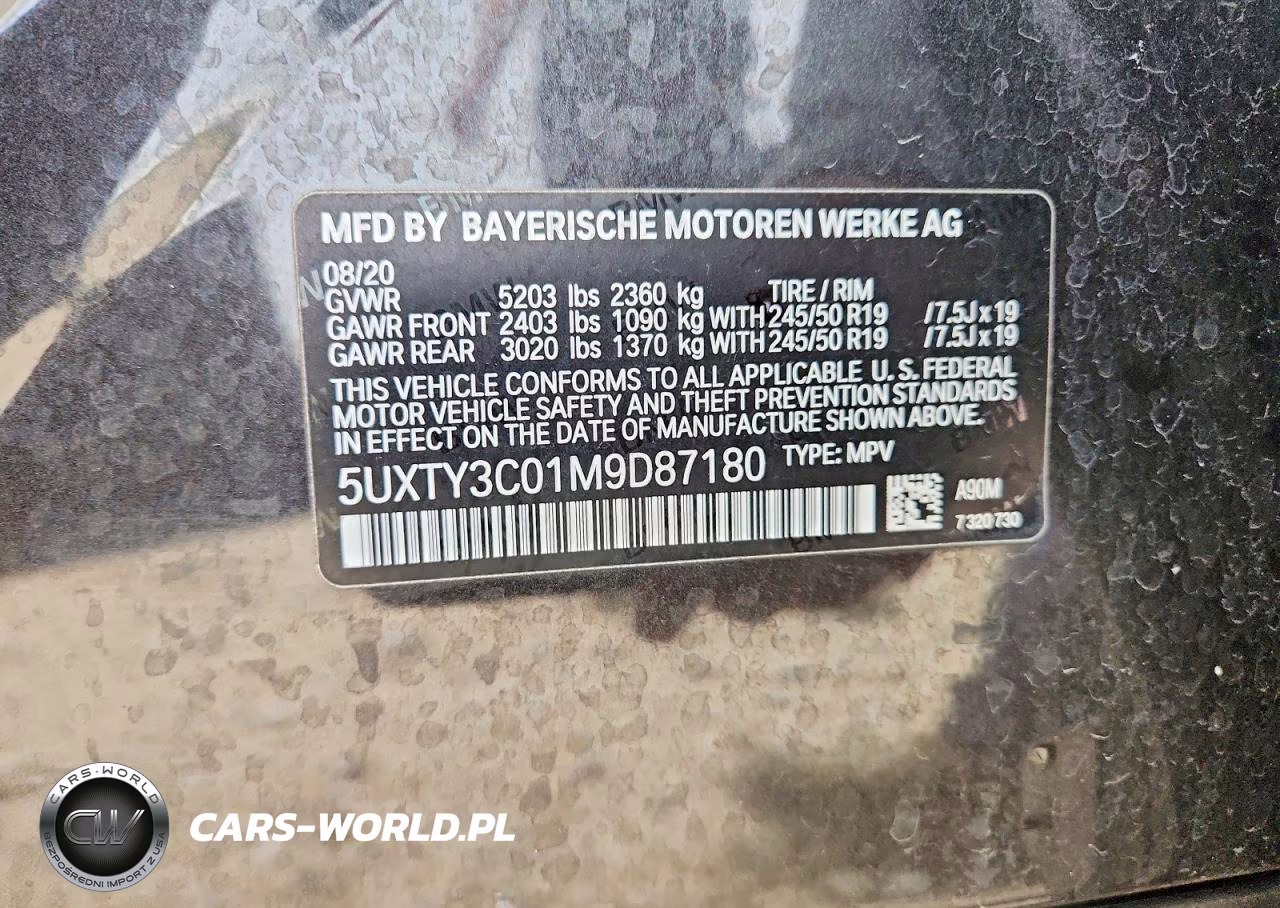 2021 BMW X3 Sdrive30I VIN:5UXTY3C01M9D87180 - 12
