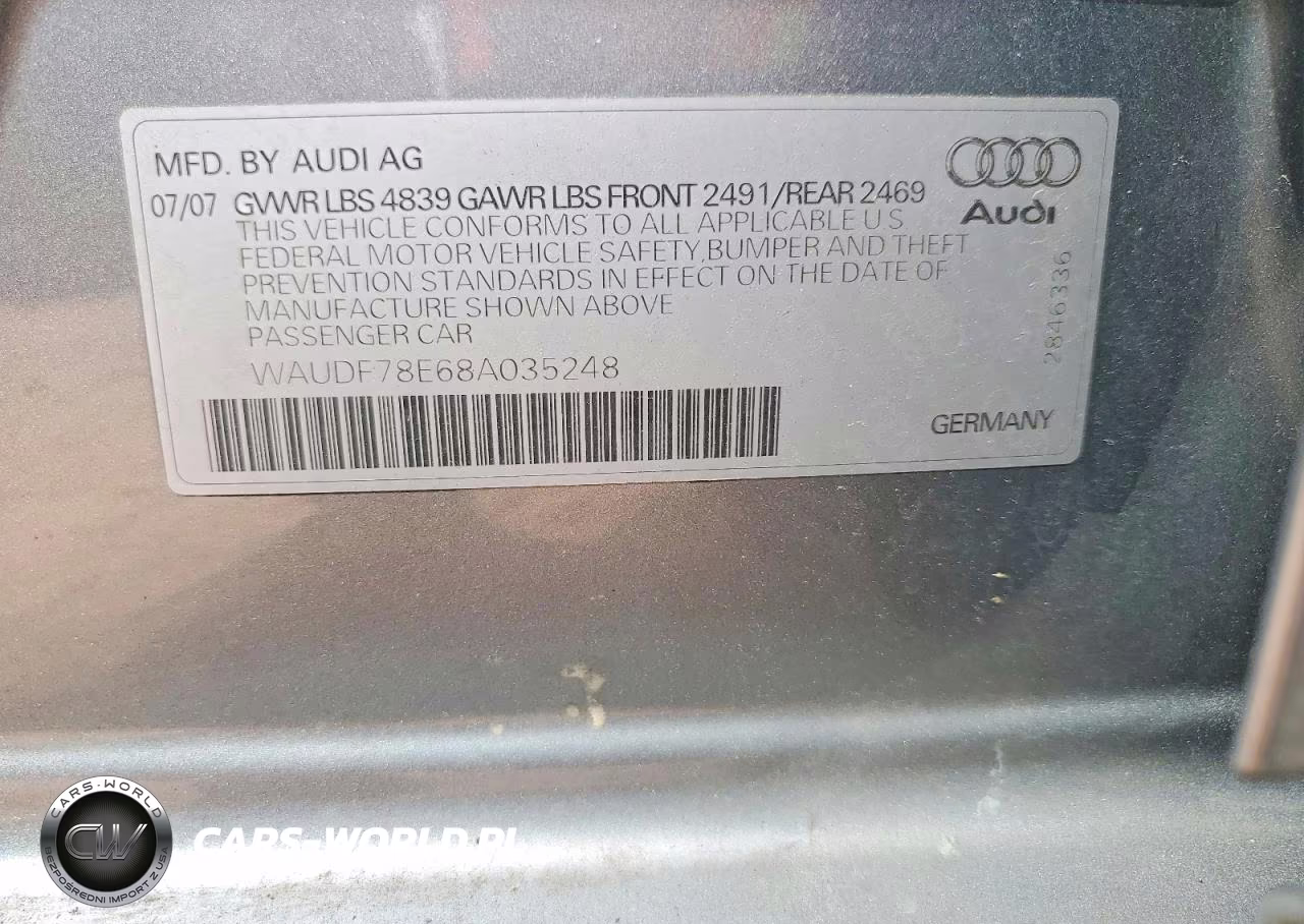 2008 Audi A4 2.0T Quattro VIN:WAUDF78E68A035248 - 12