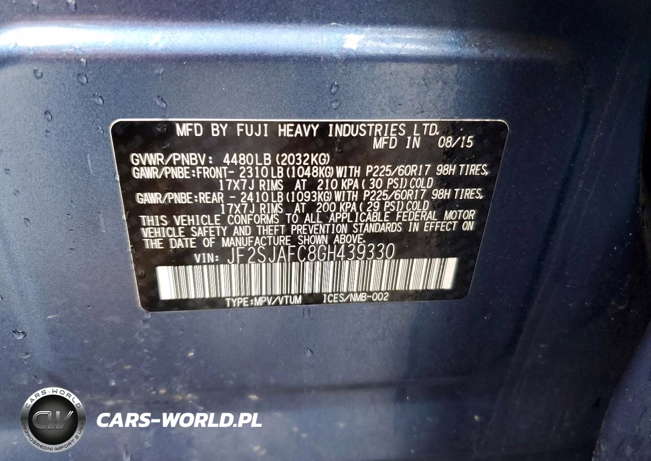 2016 Subaru Forester 2.5I Premium VIN:JF2SJAFC8GH439330 - 13