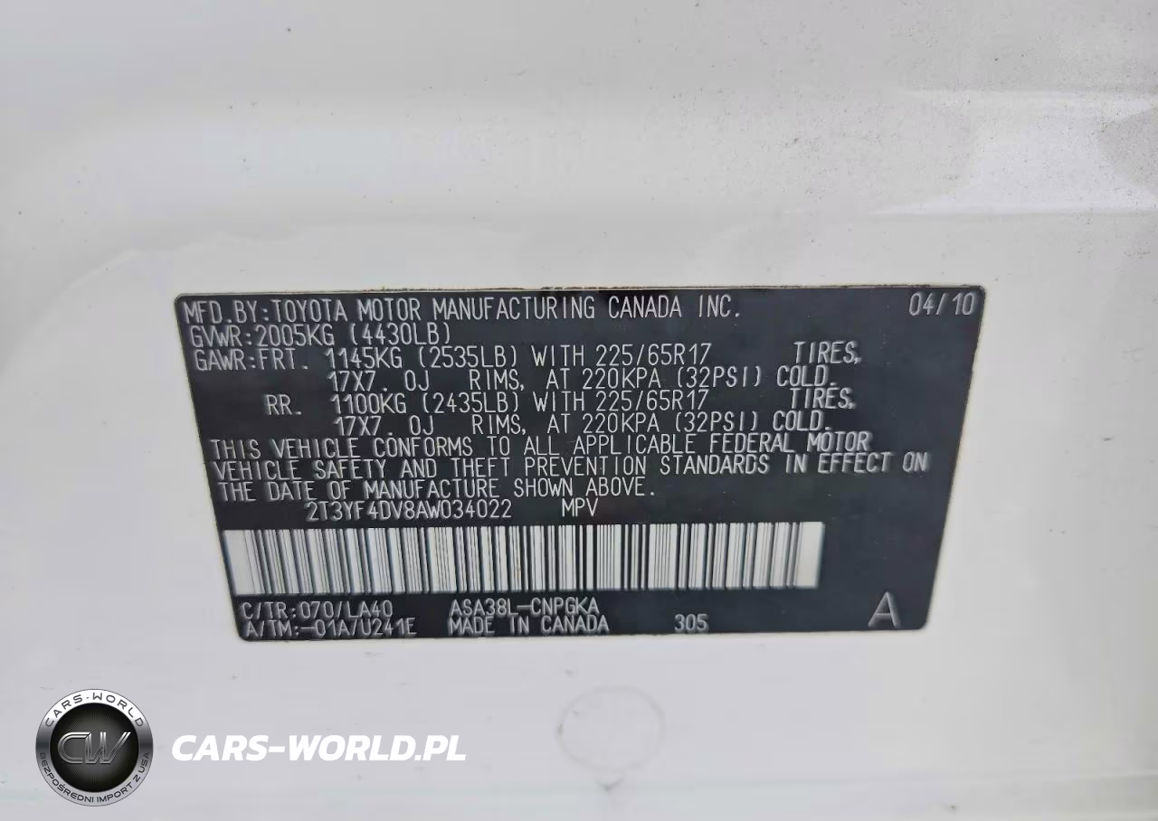 2010 Toyota Rav4 Limited VIN:2T3YF4DV8AW034022 - 12