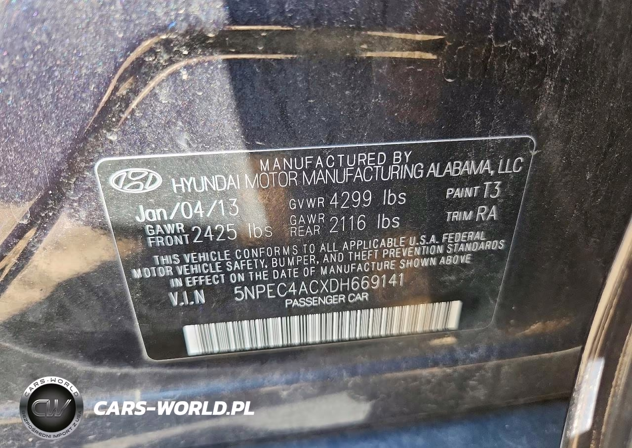 2013 Hyundai Sonata Se VIN:5NPEC4ACXDH669141 - 12