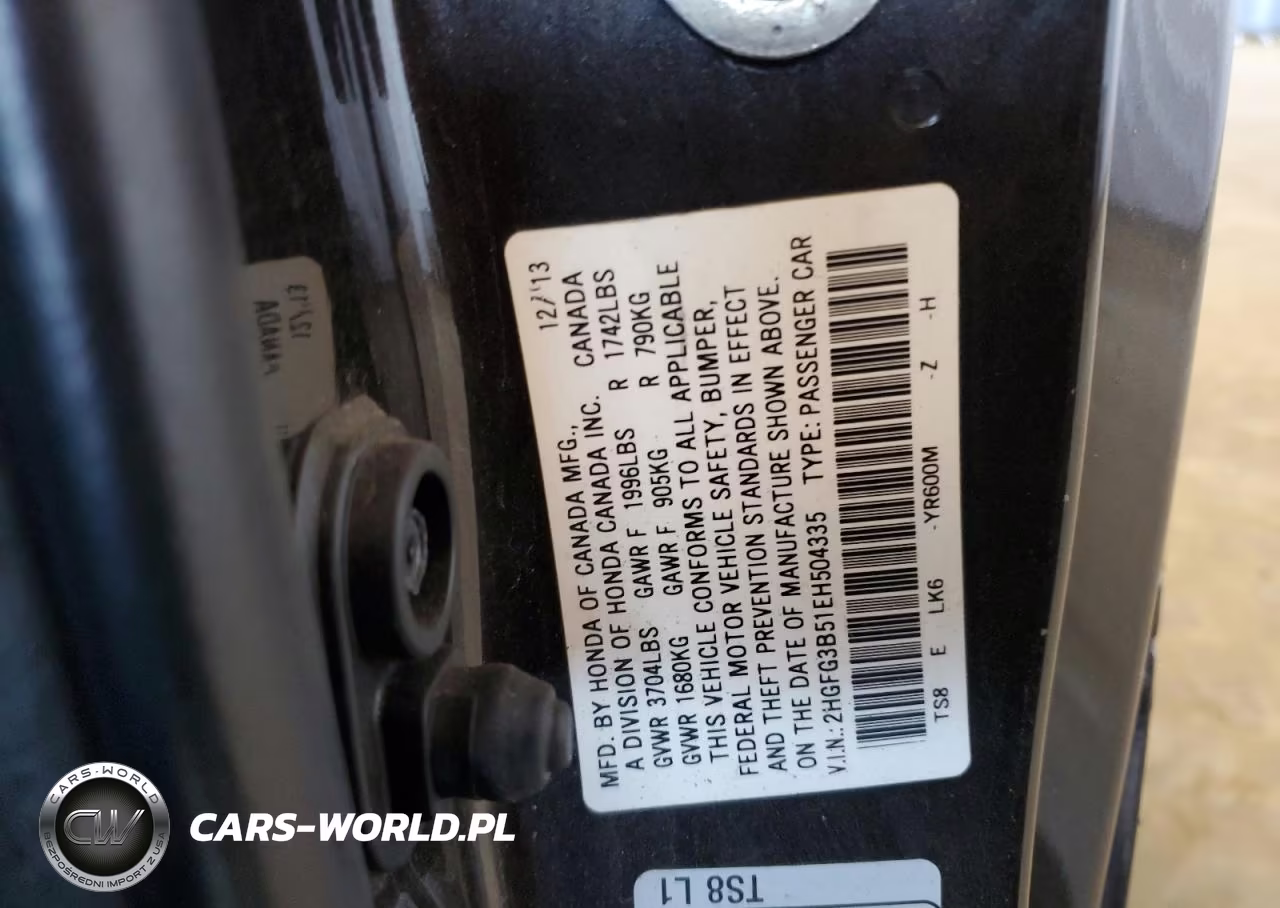 2014 Honda Civic Lx VIN:2HGFG3B51EH504335 - 12
