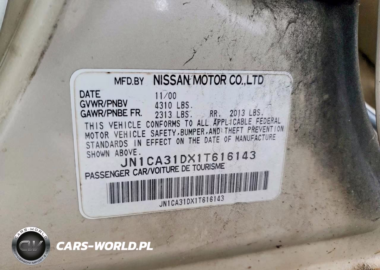 2001 Nissan Maxima Gxe VIN:JN1CA31DX1T616143 - 12