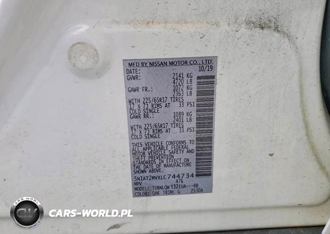 2020 Nissan Rogue Sv VIN:5N1AT2MVXLC744734 - 13