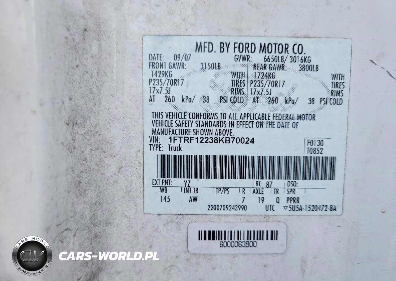 2008 Ford F150 VIN:1FTRF12238KB70024 - 12