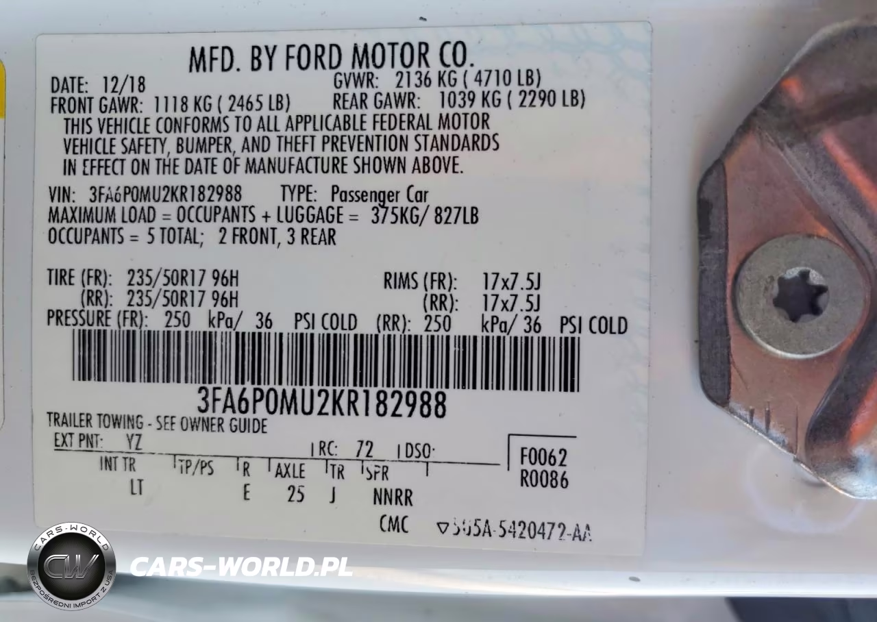 2019 Ford Fusion Sel VIN:3FA6P0MU2KR182988 - 13