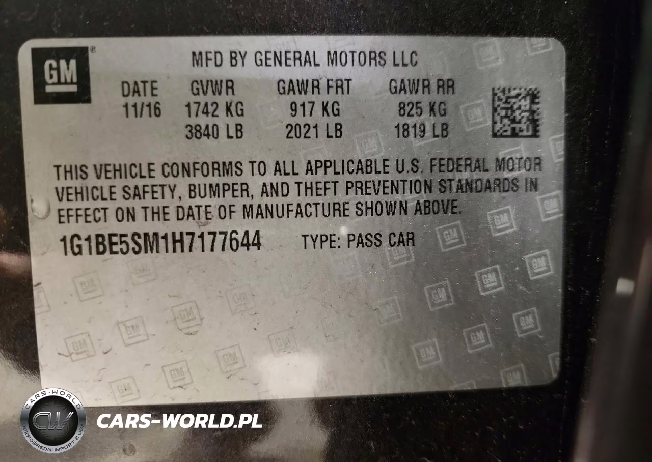 2017 Chevrolet Cruze Lt VIN:1G1BE5SM1H7177644 - 13