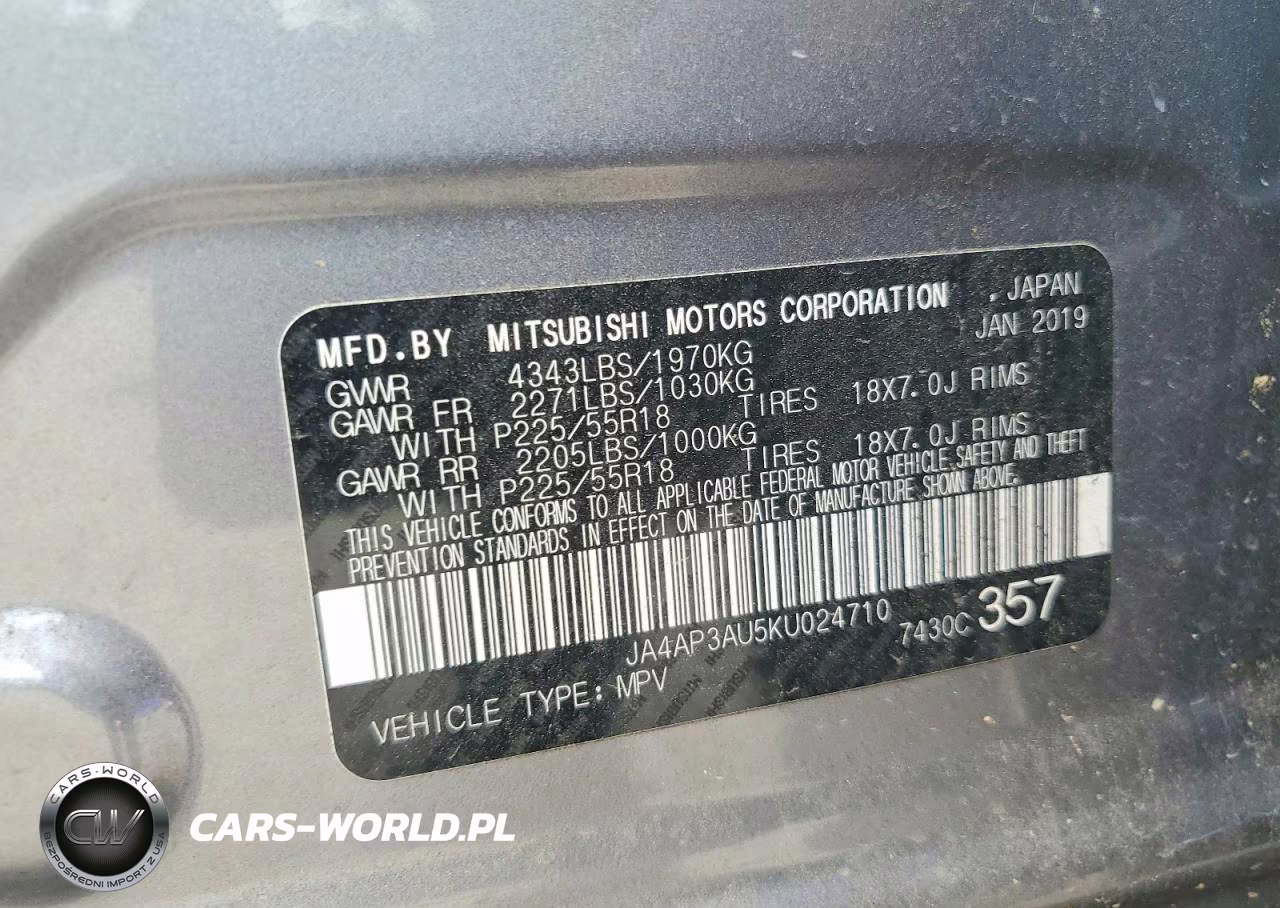 2019 Mitsubishi Outlander Sport Es VIN:JA4AP3AU5KU024710 - 14