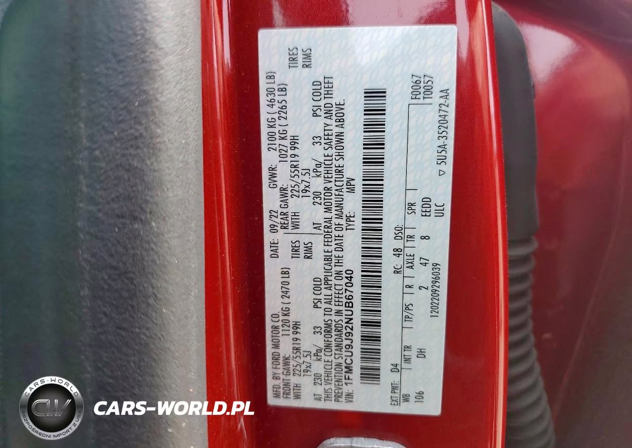 2022 Ford Escape Titanium VIN:1FMCU9J92NUB67040 - 13