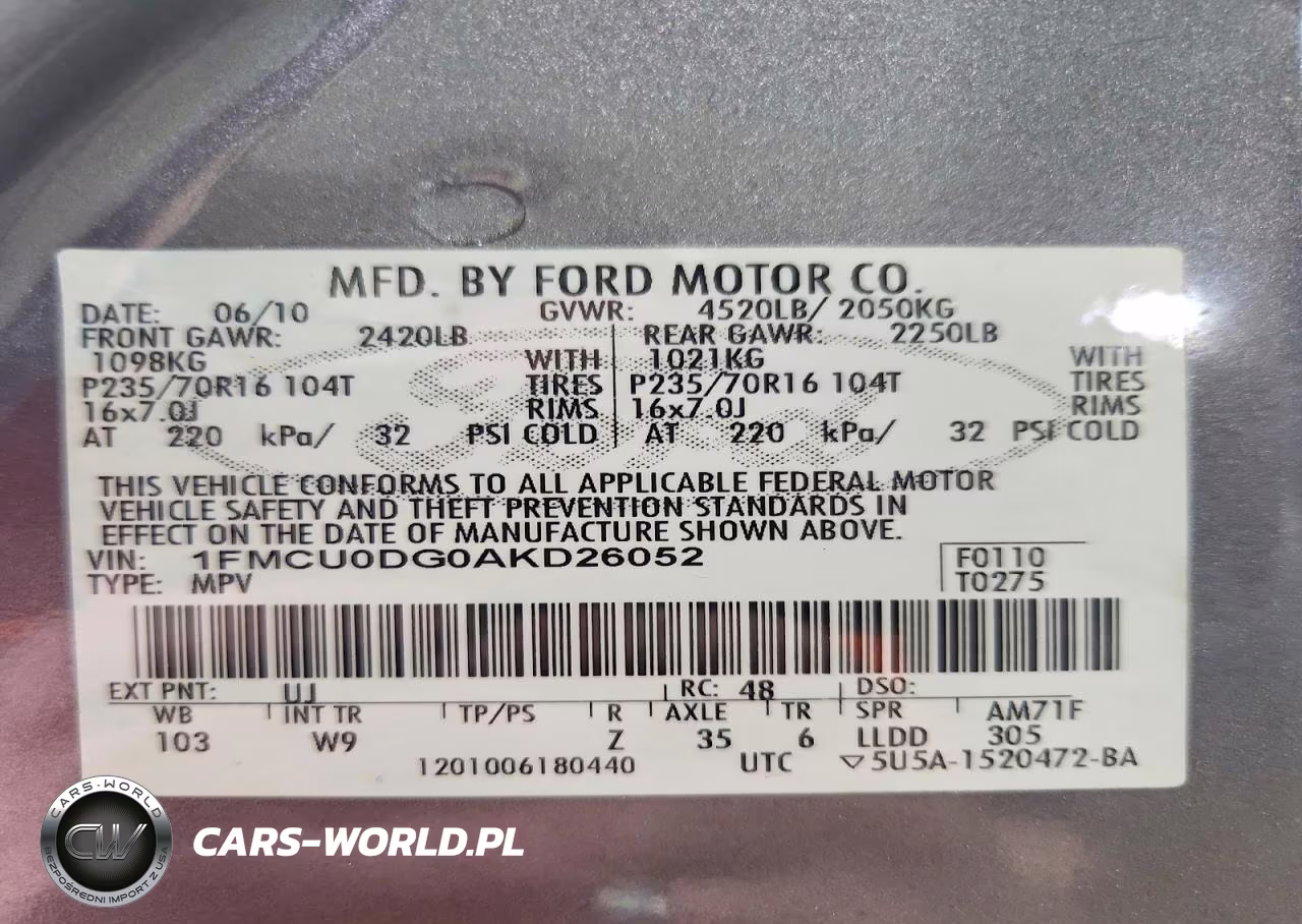 2010 Ford Escape Xlt VIN:1FMCU0DG0AKD26052 - 12
