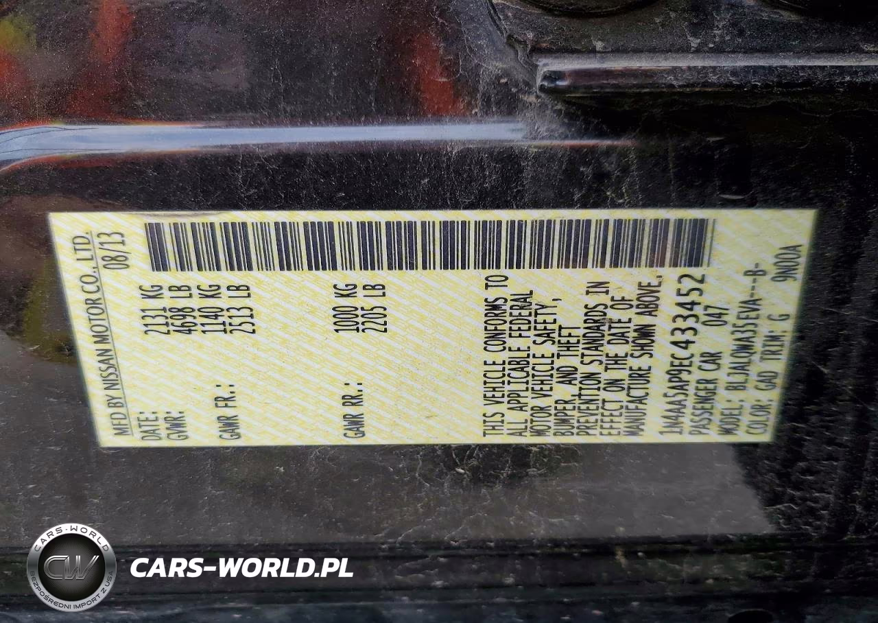 2014 Nissan Maxima 3.5 S VIN:1N4AA5AP9EC433452 - 13