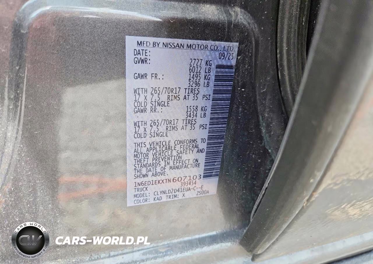 2026 Nissan Frontier Pro-4X VIN:1N6ED1EKXTN607103 - 12