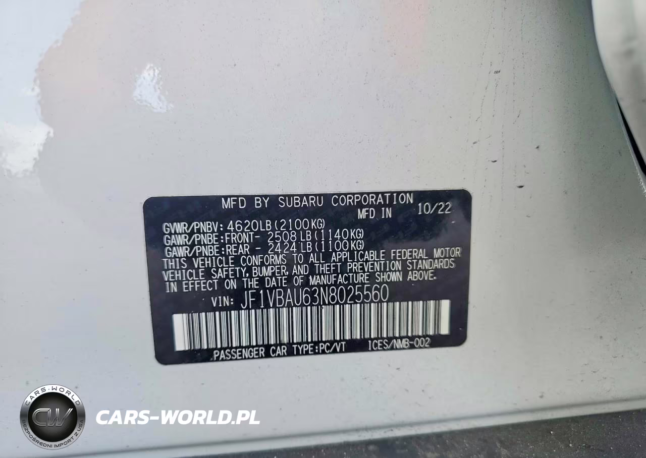 2022 Subaru Wrx Gt VIN:JF1VBAU63N8025560 - 12