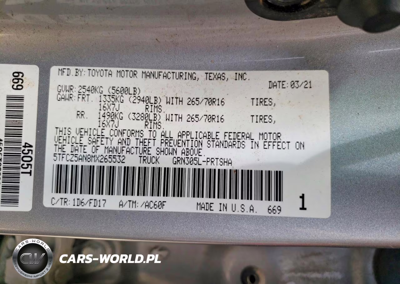 2021 Toyota Tacoma Trd Off-Road VIN:5TFCZ5AN8MX265532 - 12