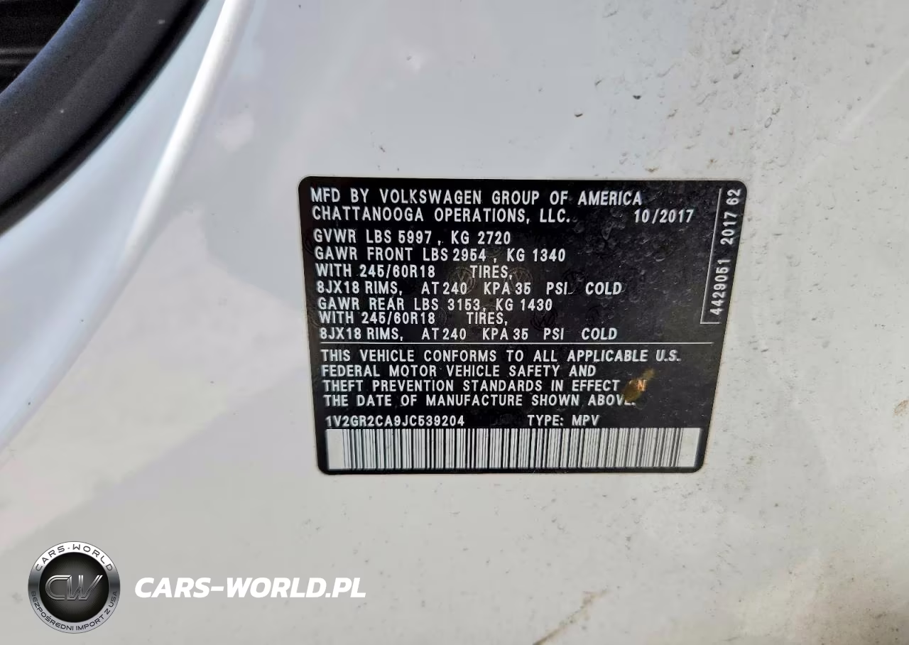 2018 Volkswagen Atlas S VIN:1V2GR2CA9JC539204 - 14