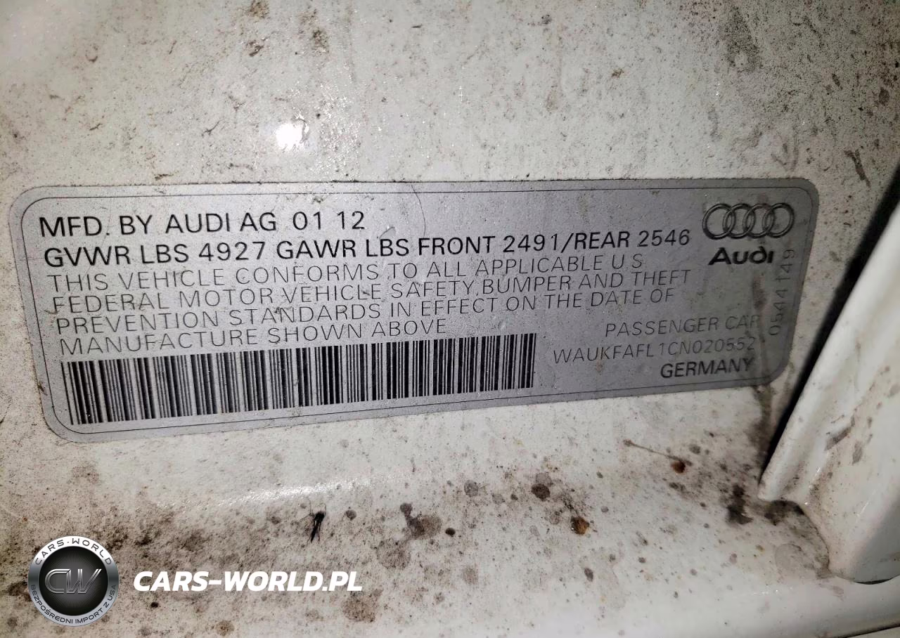 2012 Audi A4 Prestige VIN:WAUKFAFL1CN020552 - 12